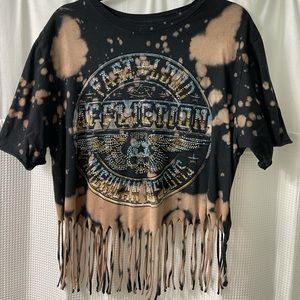 Affliction Tasseled Crop Top